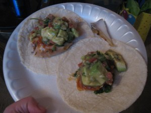 chicken and guacamole tacos