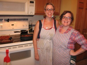 sisters in aprons