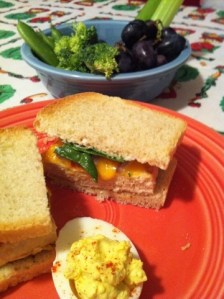 Italian marinated grilled tofu and cheese sandwich