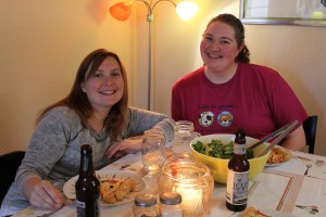 elise and cynthia ready to dig in