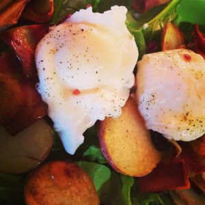 raspberry vinaigrette, roasted garlic, fried potatoes....oh my