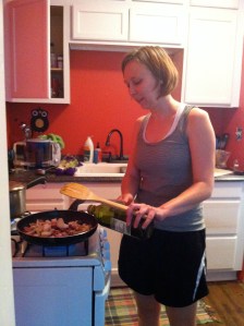 ingrid perfecting her sautee