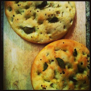 roasted garlic and basil focaccia